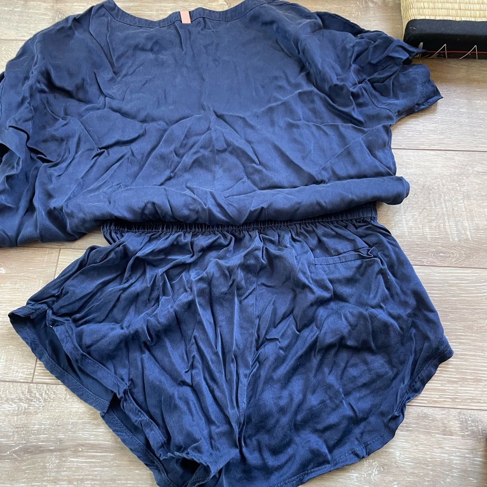 Lunya Navy Blue silk pajama set